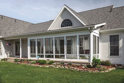 One story house with patio enclosure